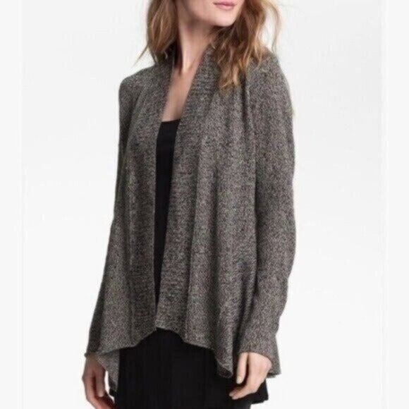 Brown Open Front Knit Cardigan Sweater Womens Lightweight Drape Long Sleeve Sz 2 - Picture 1 of 9